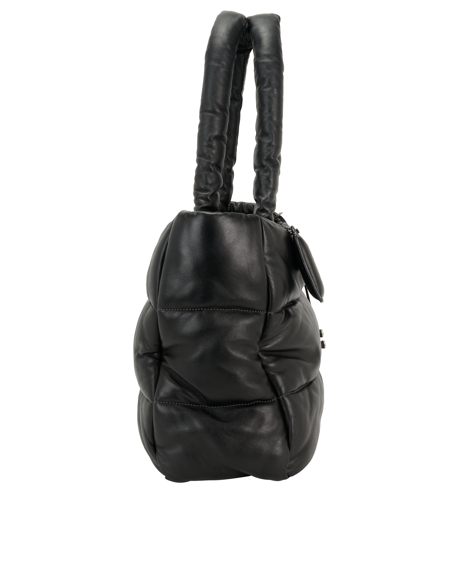 Pillow Tote, &pound;190, Handbags, Black, Leather, Side view